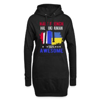 Halb Franzose Halb Ukrainer - Hoodie-Kleid - Schwarz - Vorne