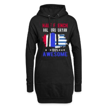 Moitié Français moitié uruguayen - Sweat-shirt à capuche long Femme - noir - Devant