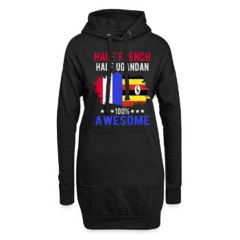 Moitié Français moitié ougandais - Sweat-shirt à capuche long Femme - noir - Devant