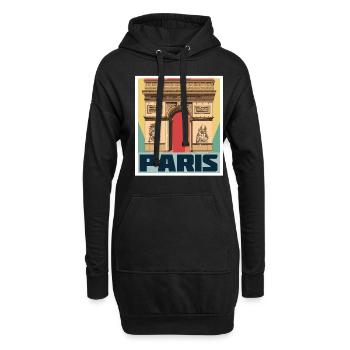 Paris Français Arc de Triomphe Rétro France - Sweat-shirt à capuche long Femme - noir - Devant
