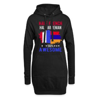 Halb Franzose Halb Armenier - Hoodie-Kleid - Schwarz - Vorne