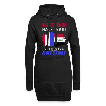 Moitié Français moitié Iraki - Sweat-shirt à capuche long Femme - noir - Devant