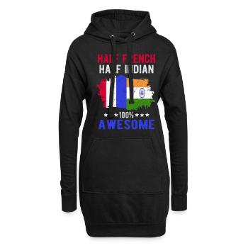 Moitié Français moitié Indien - Sweat-shirt à capuche long Femme - noir - Devant