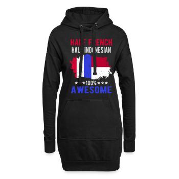 Moitié Français moitié indonésien - Sweat-shirt à capuche long Femme - noir - Devant