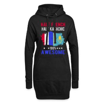 Halb Franzose Halb Kasache - Hoodie-Kleid - Schwarz - Vorne