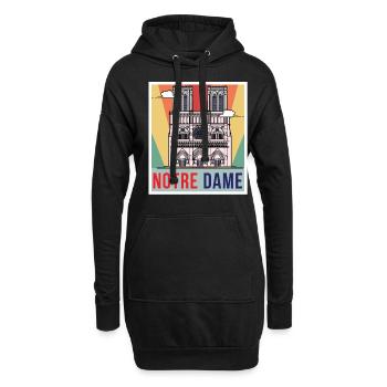 Cathédrale rétro Notre-Dame de Paris - Sweat-shirt à capuche long Femme - noir - Devant