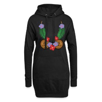 Plage 2022 Fleur de Tropicale Florale Été - Sweat-shirt à capuche long Femme - noir - Devant