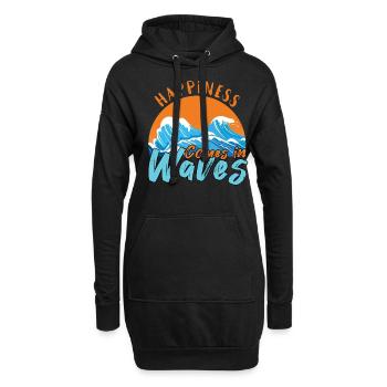 Beach 2022 Tropical Happiness Waves Hello Summer - Hoodie-Kleid - Schwarz - Vorne