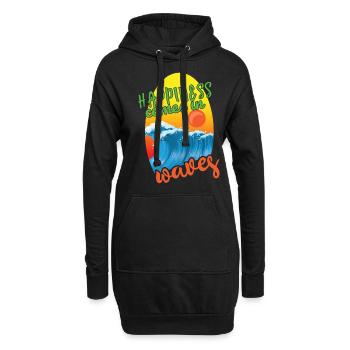 Beach 2022 Tropical Happiness In Wave Hello Summer - Hoodie-Kleid - Schwarz - Vorne