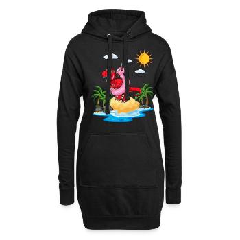 Beach 2022 Tropical Dinosaur In Beach Summer - Hoodie-Kleid - Schwarz - Vorne
