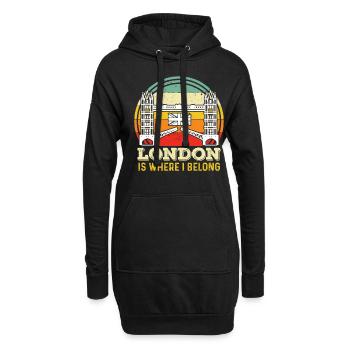 London UK Tower Bridge England Themse - Hoodie-Kleid - Schwarz - Vorne