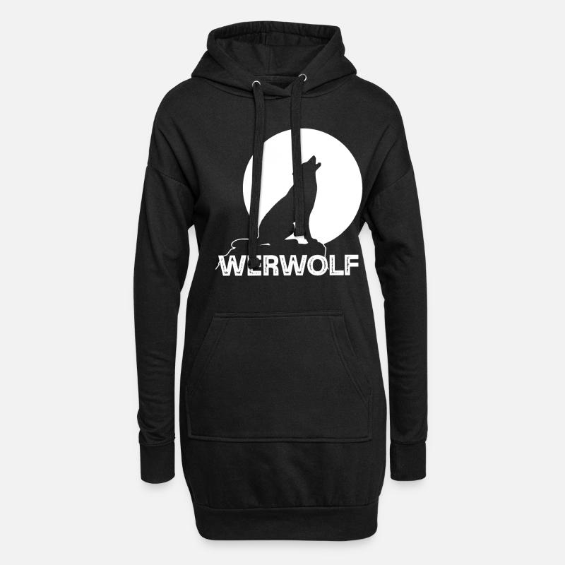 Werwolf Vollmond Wolf Wolfsrudel - Hoodie-Kleid - Schwarz