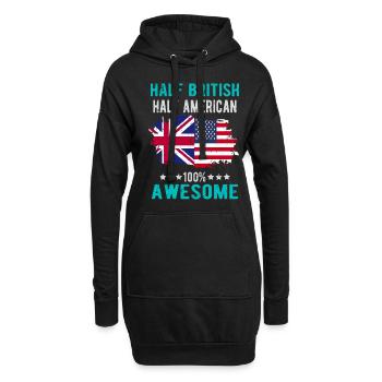 Halb Brite Halb Amerikaner - Hoodie-Kleid - Schwarz - Vorne