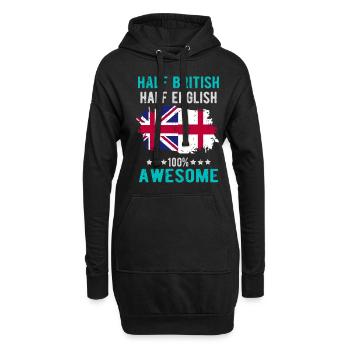 Moitié britannique moitié anglais - Sweat-shirt à capuche long Femme - noir - Devant