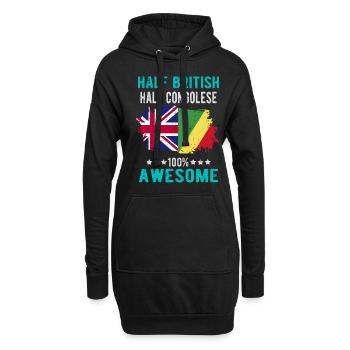 Halb Brite Halb Kongolese - Hoodie-Kleid - Schwarz - Vorne