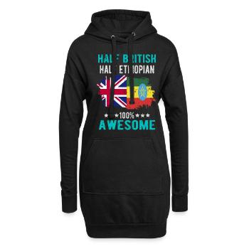 Moitié britannique moitié éthiopien - Sweat-shirt à capuche long Femme - noir - Devant