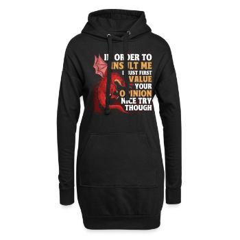 Ich muss erst deine Meinung schätzen Drache - Hoodie-Kleid - Schwarz - Vorne