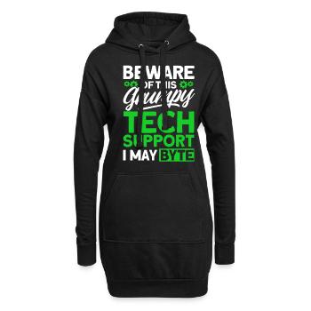 Méfiez-vous du support technique grincheux - Sweat-shirt à capuche long Femme - noir - Devant