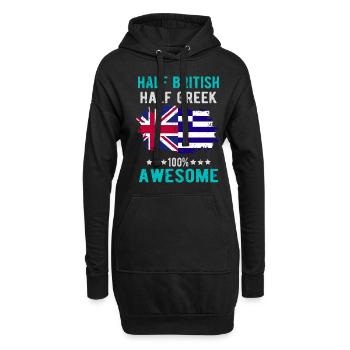 Moitié britannique moitié grecque - Sweat-shirt à capuche long Femme - noir - Devant