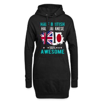 Moitié britannique moitié japonais - Sweat-shirt à capuche long Femme - noir - Devant