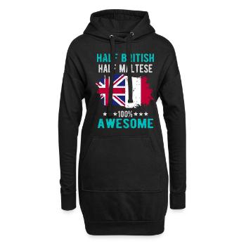 Halb Brite Halb Mateser - Hoodie-Kleid - Schwarz - Vorne
