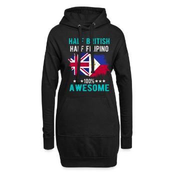 Halb Brite Halb Philippiner - Hoodie-Kleid - Schwarz - Vorne
