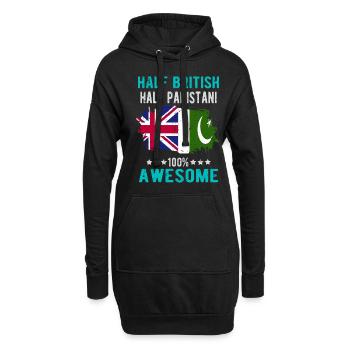Moitié Britannique Moitié Pakistanais - Sweat-shirt à capuche long Femme - noir - Devant
