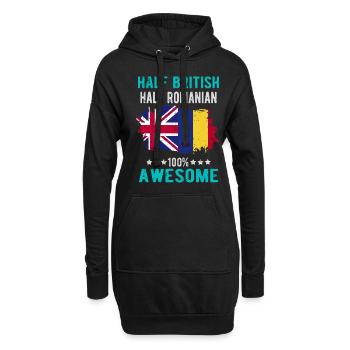 Moitié britannique moitié roumain - Sweat-shirt à capuche long Femme - noir - Devant
