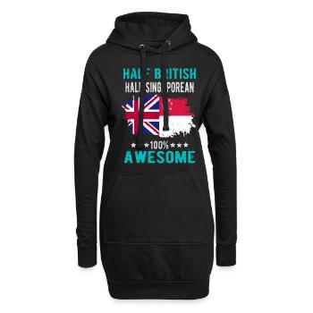 Halb Brite Halb Singapurer - Hoodie-Kleid - Schwarz - Vorne
