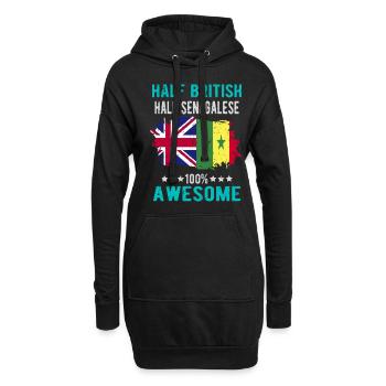 Moitié britannique moitié sénégalais - Sweat-shirt à capuche long Femme - noir - Devant