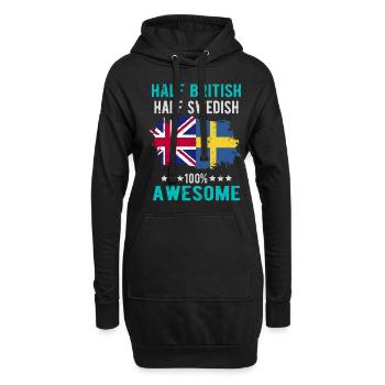 Halb Brite Halb Schwede - Hoodie-Kleid - Schwarz - Vorne