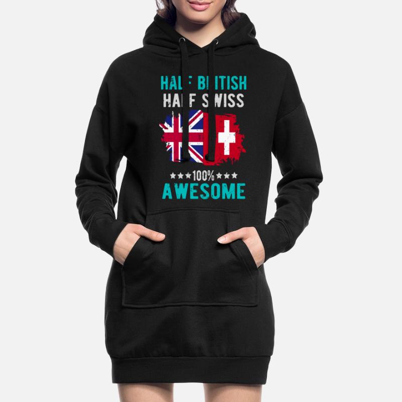 Halb Brite Halb Schweizer Hoodie-Kleid