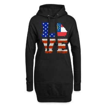 Cher cadeau de drapeaux georgia Usa - Sweat-shirt à capuche long Femme - noir - Devant