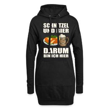 Schnitzel und Bier darum bin ich hier - Hoodie-Kleid - Schwarz - Vorne
