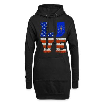 Liebe Indiana Geschenk - Hoodie-Kleid - Schwarz - Vorne