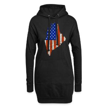 Maine fier cadeau du drapeau des États-Unis - Sweat-shirt à capuche long Femme - noir - Devant