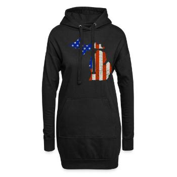 Michigan Home Us drapeau cadeau - Sweat-shirt à capuche long Femme - noir - Devant