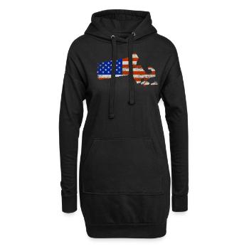 Massachusetts Home Us drapeau cadeau - Sweat-shirt à capuche long Femme - noir - Devant