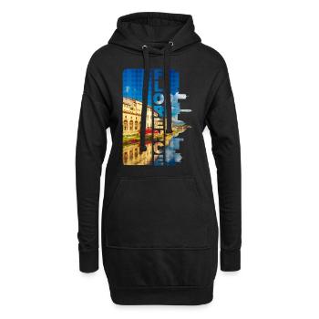 Florenz Italien Stadt Skyline Schrift Urlaub Liebe - Hoodie-Kleid - Schwarz - Vorne