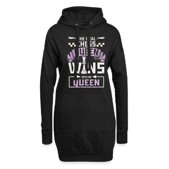 La vraie reine des échecs gagne avec sa reine - Sweat-shirt à capuche long Femme - noir - Devant