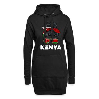 Kenia Mädchen - Hoodie-Kleid - Schwarz - Vorne
