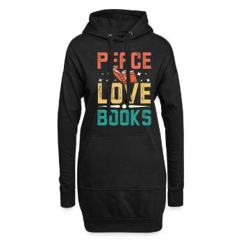 Paix, amour, livres - Sweat-shirt à capuche long Femme - noir - Devant