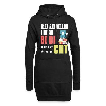 Lisez un livre et caressez mon chat - Sweat-shirt à capuche long Femme - noir - Devant