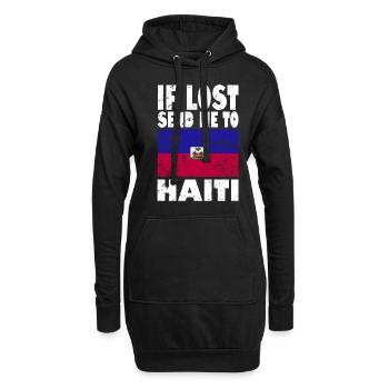 Slogan du drapeau d’Haïti - Sweat-shirt à capuche long Femme - noir - Devant