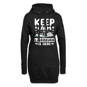 Keep calm the librarian is here - Hoodie Dress - black - Front
