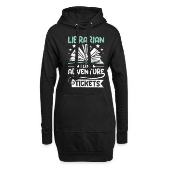 Librarian I lend adventure tickets - Hoodie-Kleid - Schwarz - Vorne