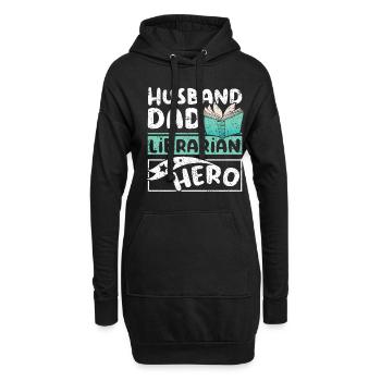 Husband dad librarian hero - Hoodie-Kleid - Schwarz - Vorne