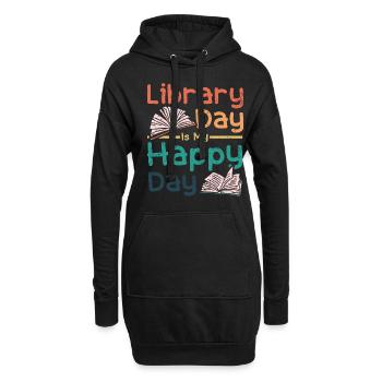 Le jour de la bibliothèque est mon jour heureux - Sweat-shirt à capuche long Femme - noir - Devant