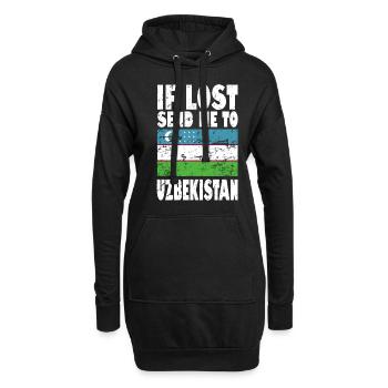 Usbekistan Flagge Spruch - Hoodie-Kleid - Schwarz - Vorne