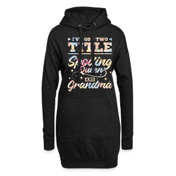 Gâter la reine et la grand-mère - Sweat-shirt à capuche long Femme - noir - Devant
